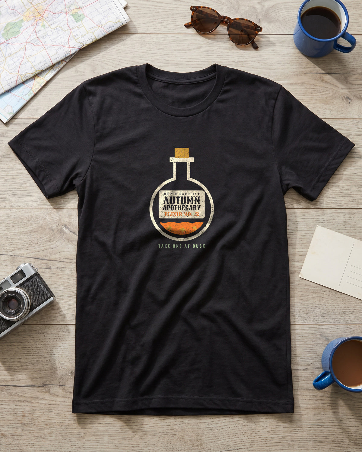 North Carolina Autumn Apothecary Flask T-Shirt (photo)
