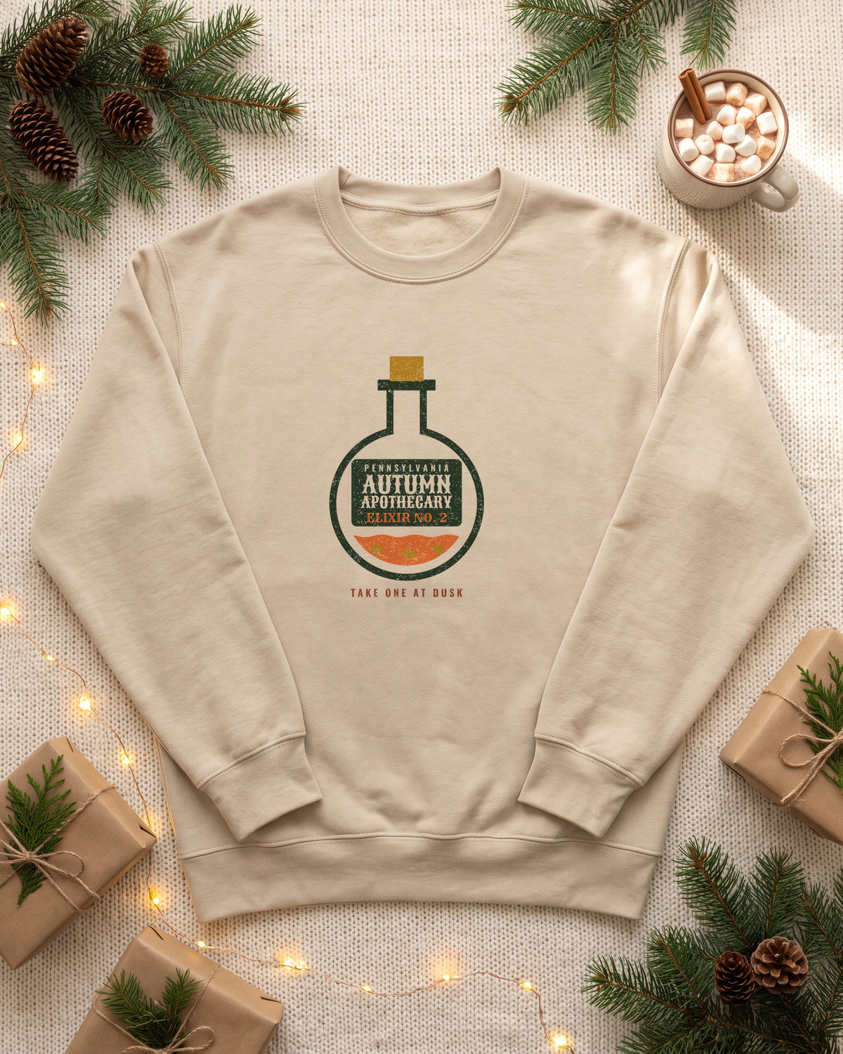 Pennsylvania Autumn Apothecary Flask Crewneck Sweatshirt (photo)