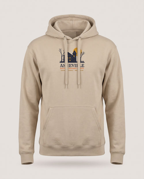 Asheville North Carolina Haunted History Society Hoodie — Sand (mockup)