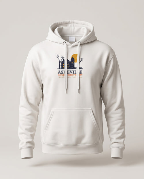 Asheville North Carolina Haunted History Society Hoodie — White (mockup)