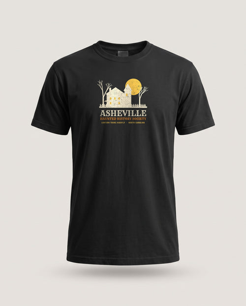 Asheville North Carolina Haunted History Society T-Shirt — Black (mockup)