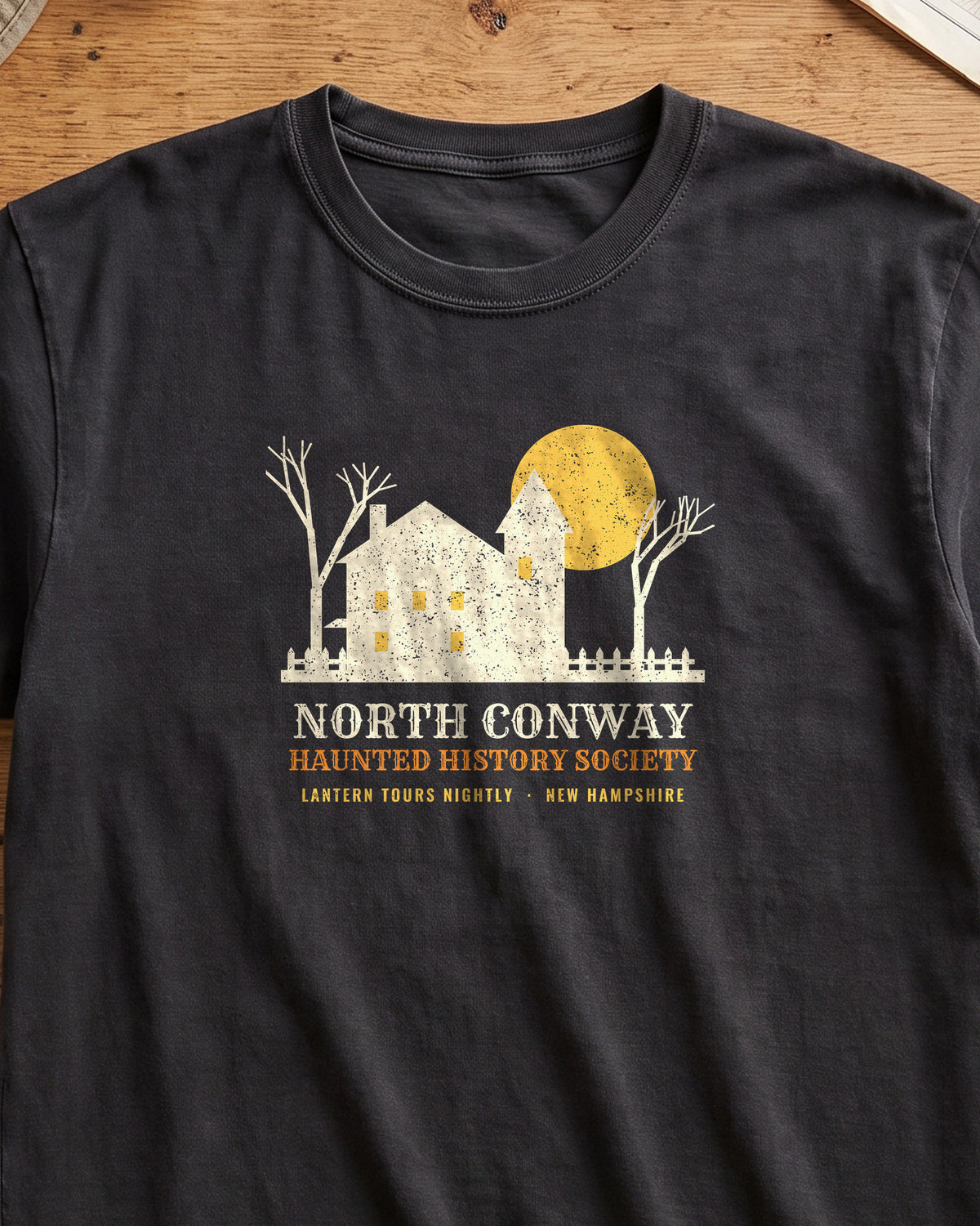 North Conway New Hampshire Haunted History Society T-Shirt (close-up)