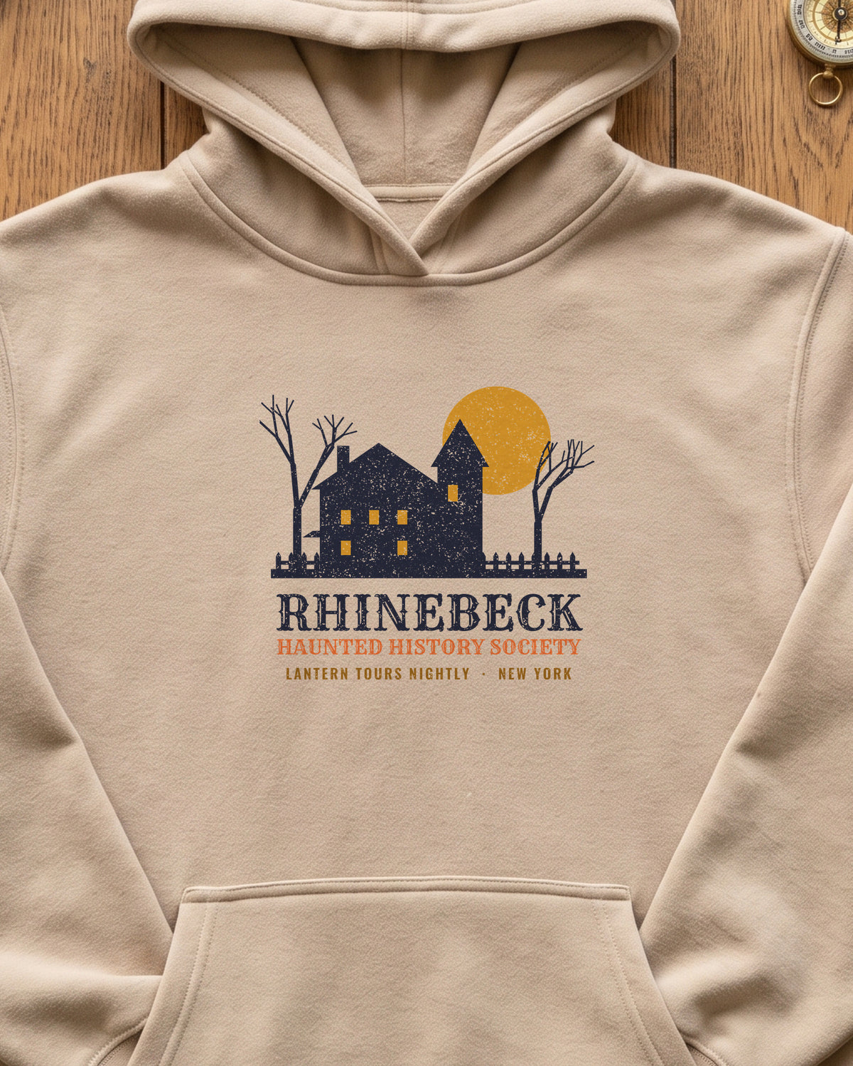 Rhinebeck New York Haunted History Society Hoodie (close-up)