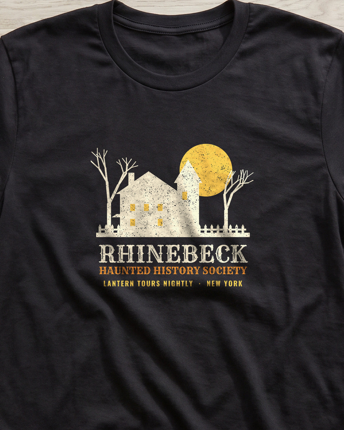 Rhinebeck New York Haunted History Society T-Shirt (close-up)