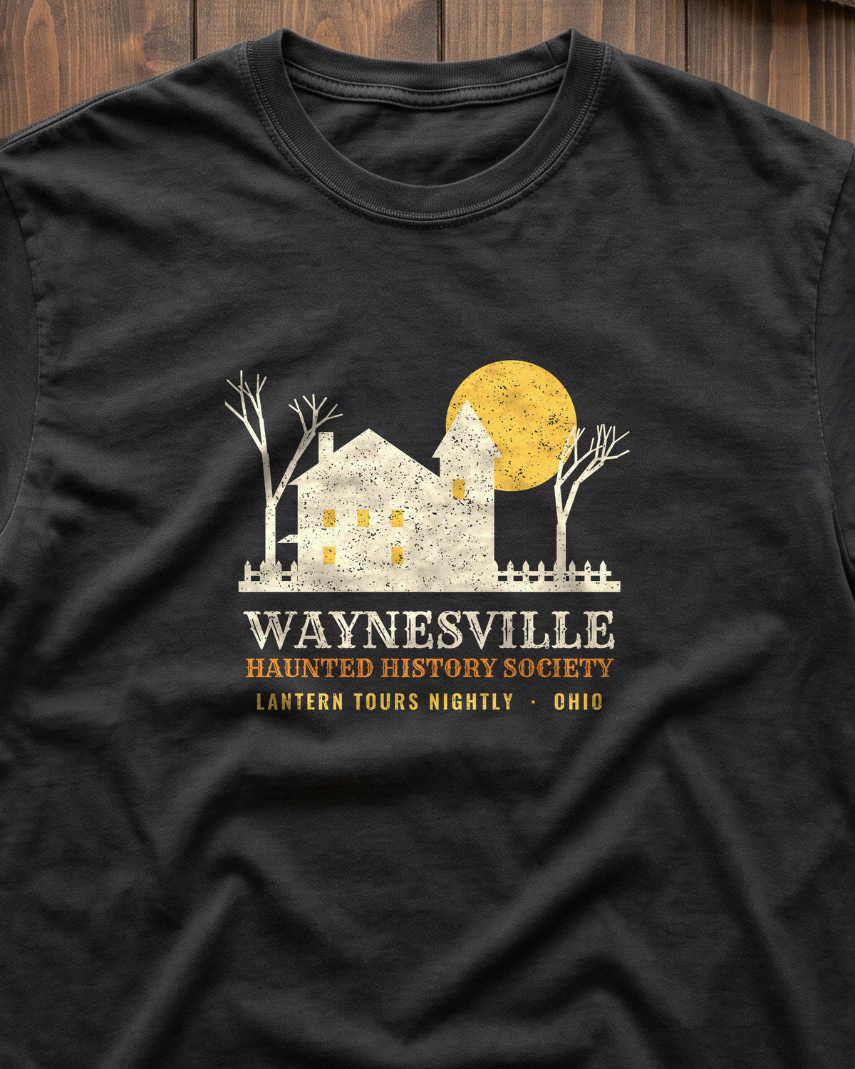 Waynesville Ohio Haunted History Society T-Shirt (close-up)