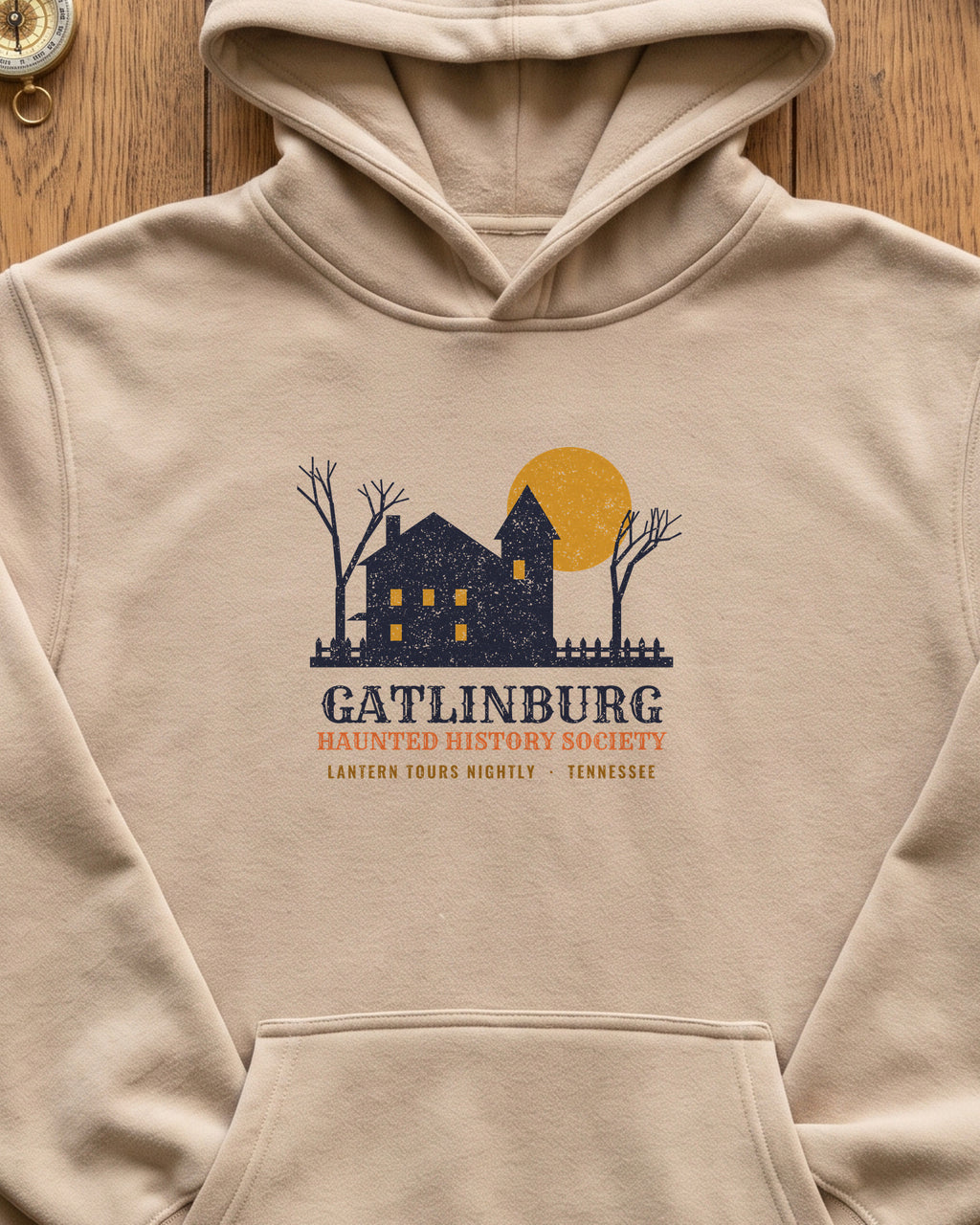 Gatlinburg Tennessee Haunted History Society Hoodie (close-up)