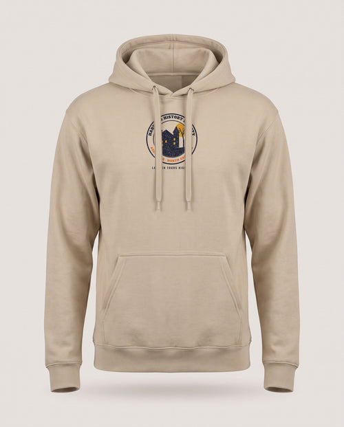 Asheville North Carolina Haunted History Society Seal Hoodie — Sand (mockup)