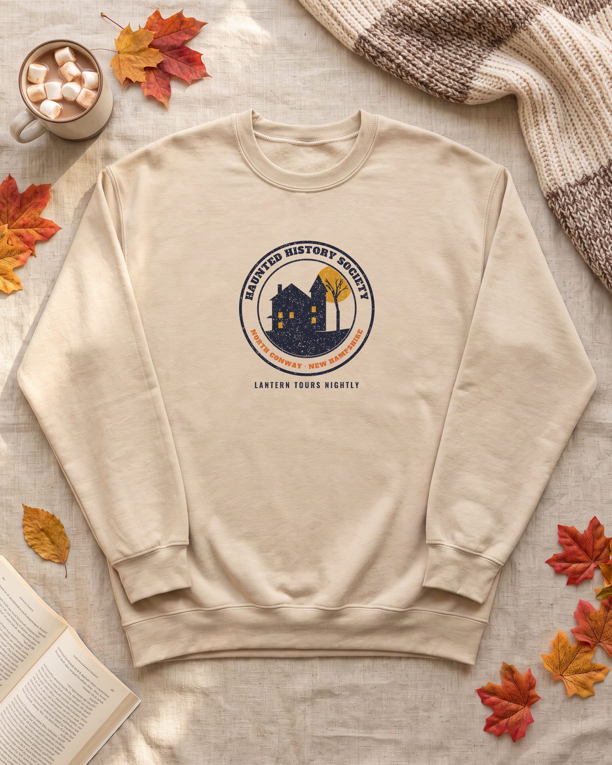 North Conway New Hampshire Haunted History Society Seal Crewneck Sweatshirt (photo)