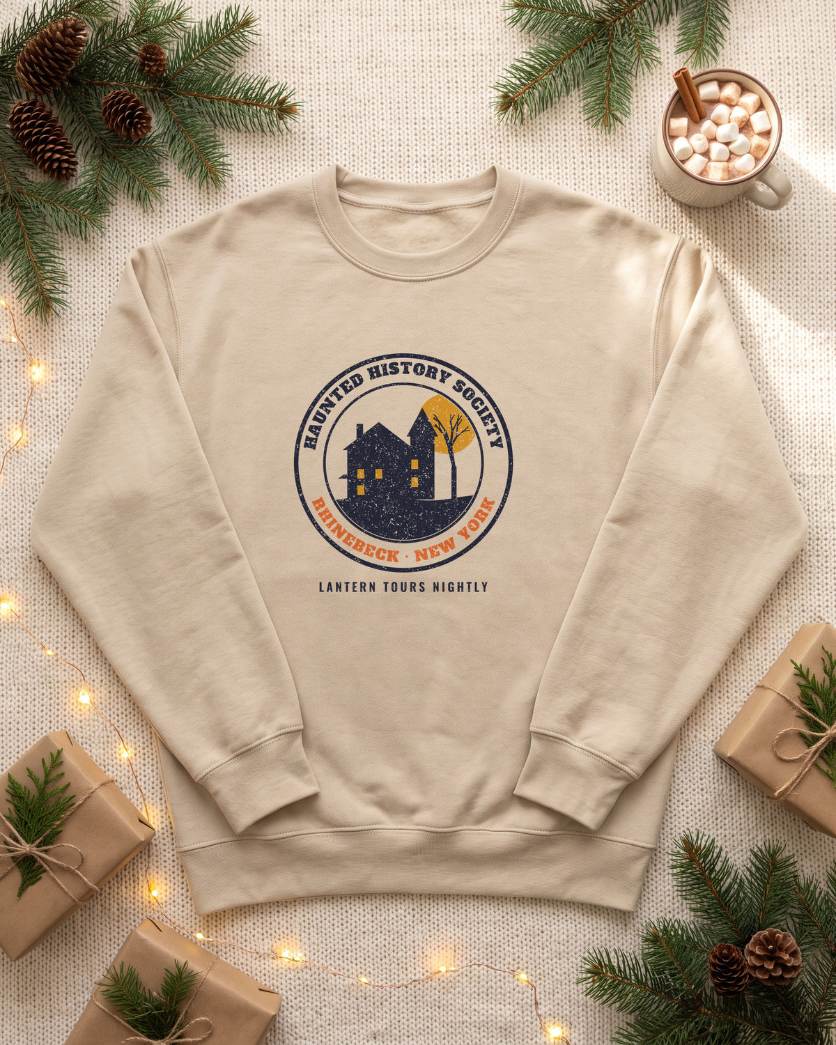 Rhinebeck New York Haunted History Society Seal Crewneck Sweatshirt (photo)
