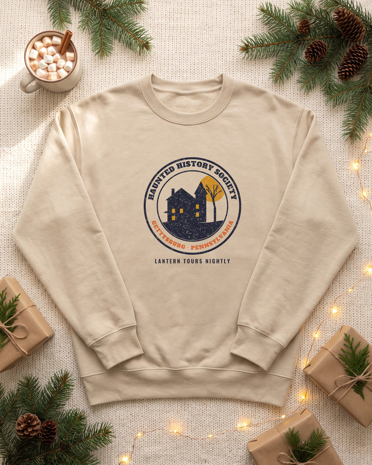 Gettysburg Pennsylvania Haunted History Society Seal Crewneck Sweatshirt (photo)