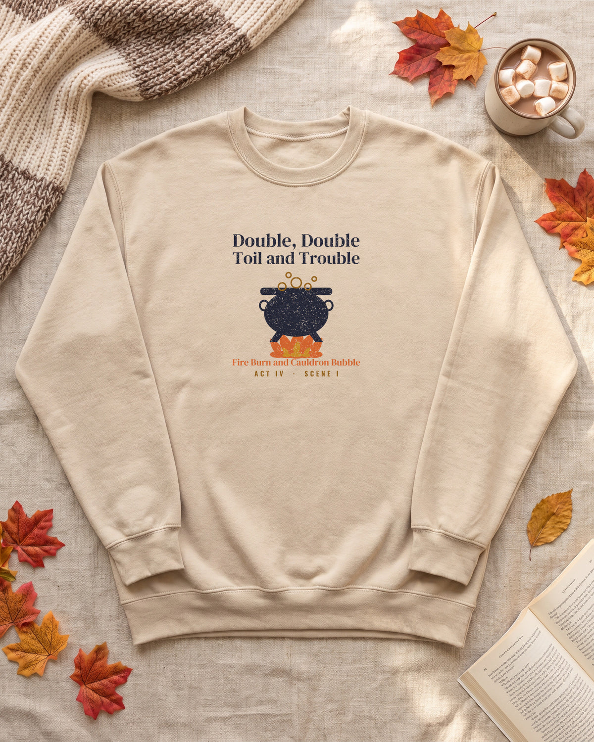 Double Double Toil and Trouble Cauldron Crewneck Sweatshirt (photo)