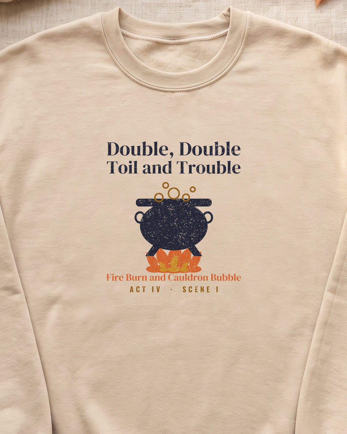 Double Double Toil and Trouble Cauldron Crewneck Sweatshirt (close-up)