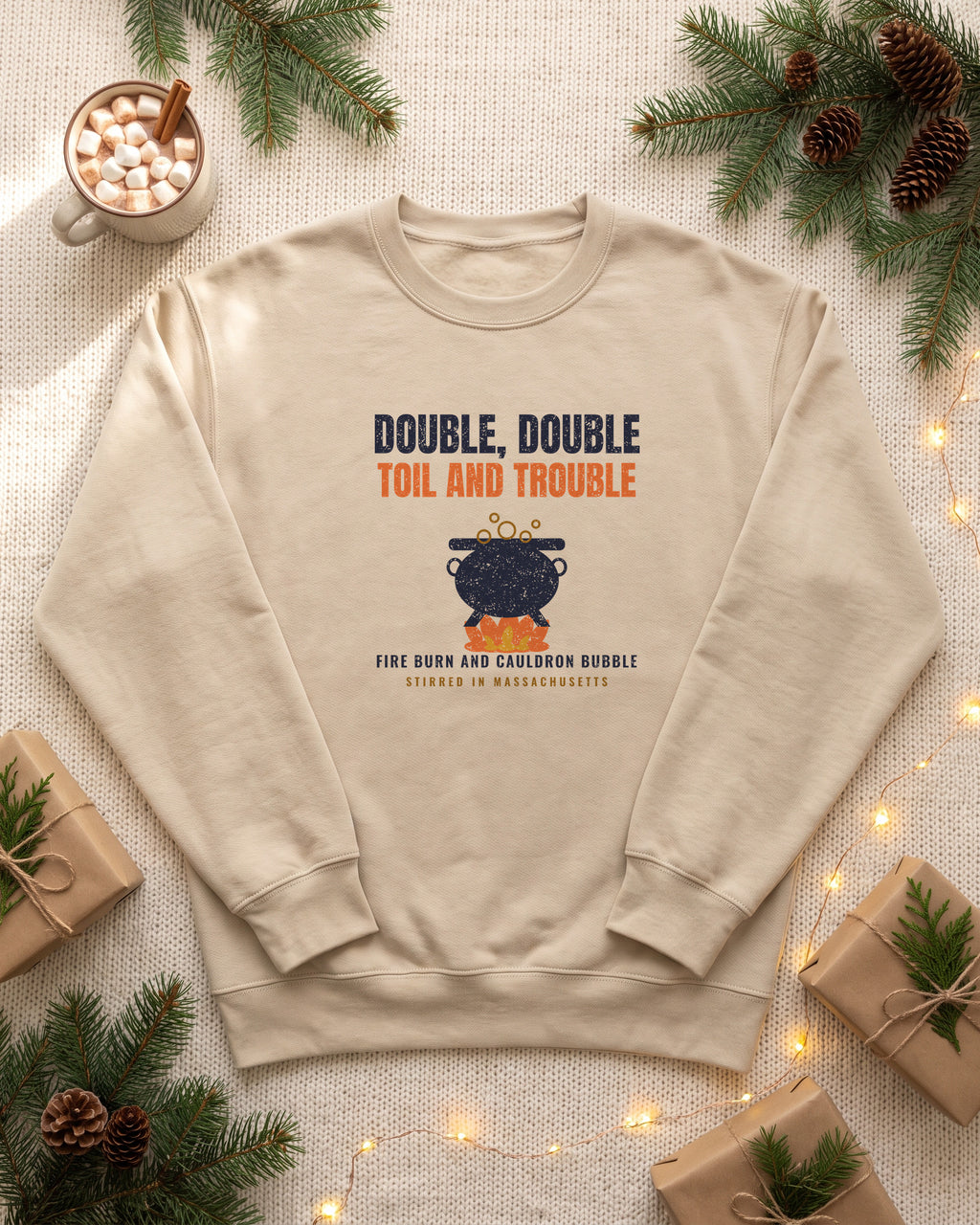 Double Double Toil and Trouble Massachusetts Crewneck Sweatshirt (photo)