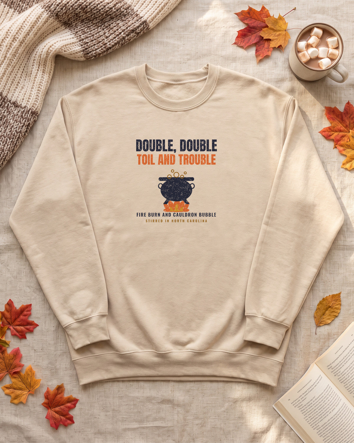 Double Double Toil and Trouble North Carolina Crewneck Sweatshirt (photo)