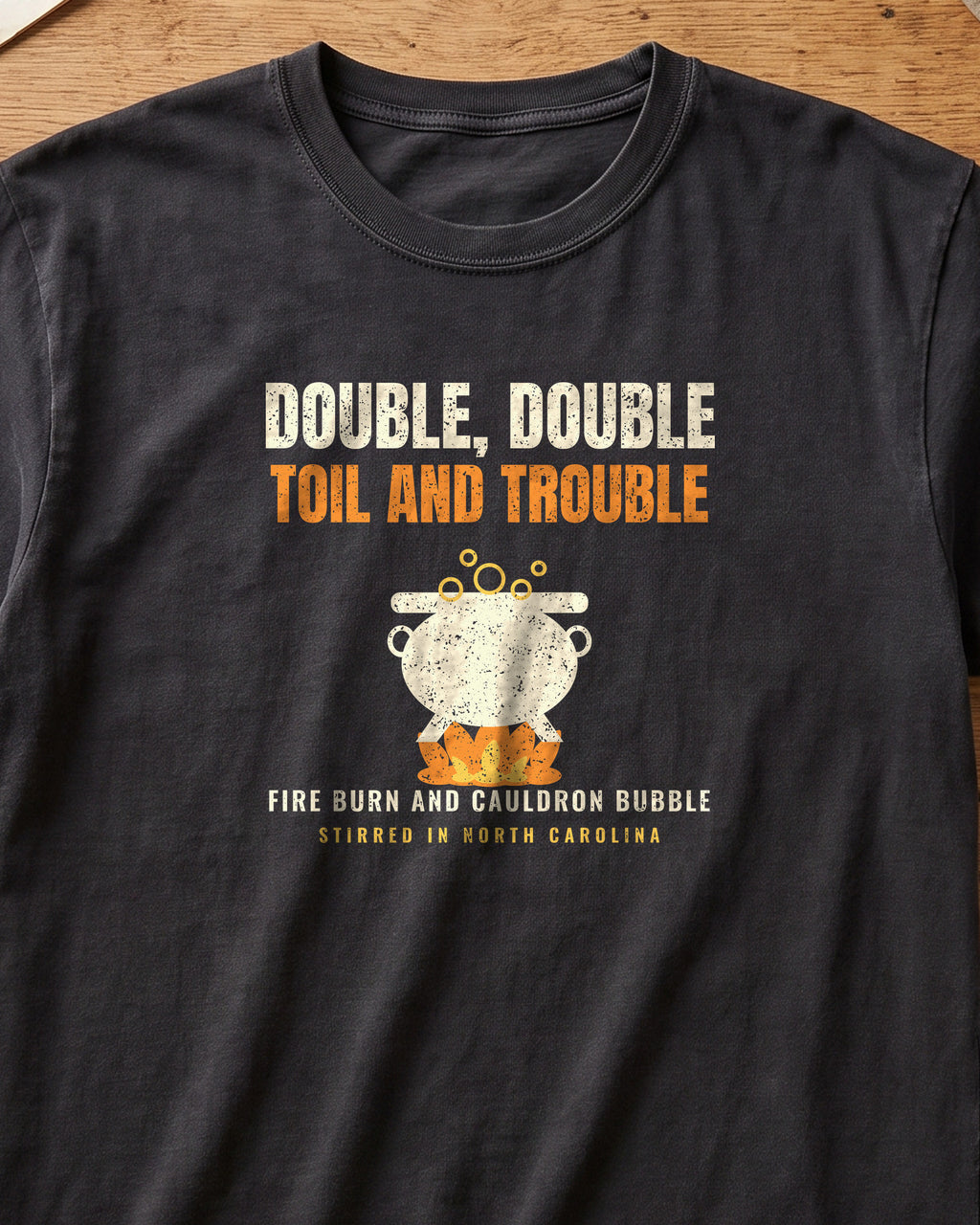 Double Double Toil and Trouble North Carolina T-Shirt (close-up)