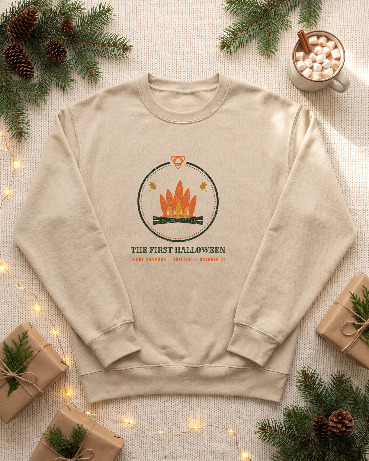 The First Halloween Oíche Shamhna Bonfire Crewneck Sweatshirt (photo)