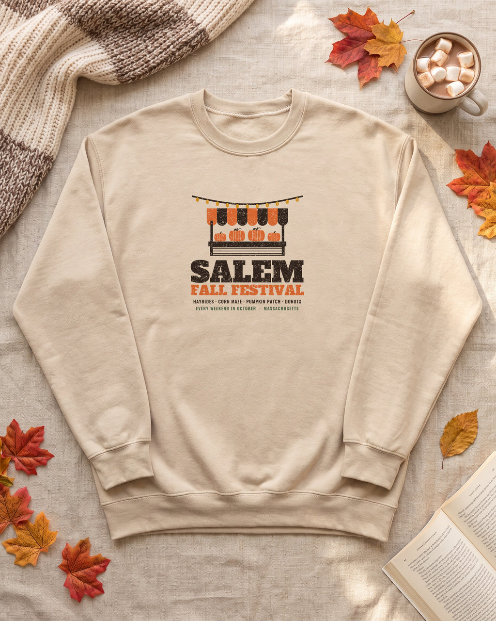 Salem Massachusetts Fall Festival Farm Stand Crewneck Sweatshirt (photo)
