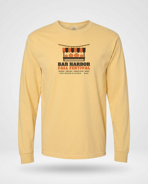 Bar Harbor Maine Fall Festival Farm Stand Long Sleeve Tee — Butter (mockup)