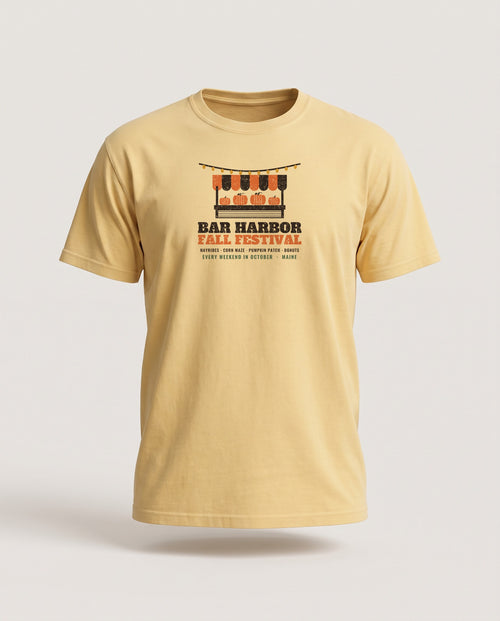 Bar Harbor Maine Fall Festival Farm Stand T-Shirt — Butter (mockup)