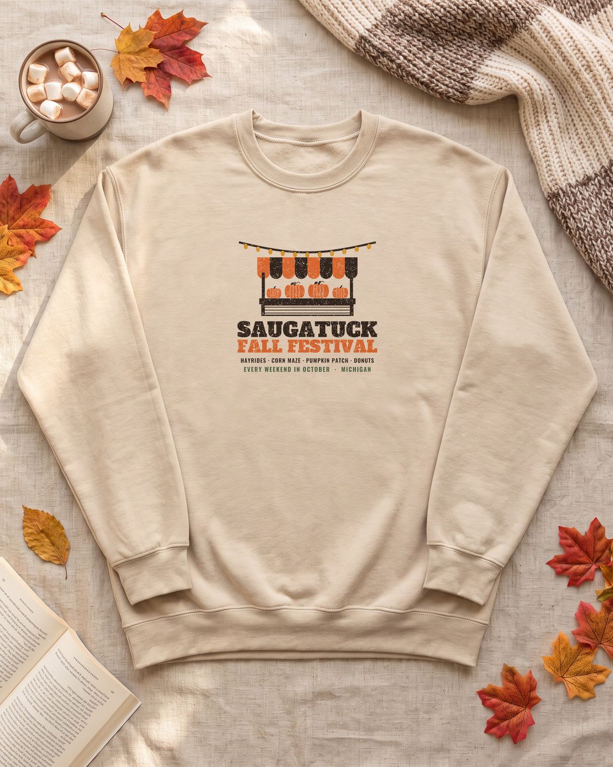 Saugatuck Michigan Fall Festival Farm Stand Crewneck Sweatshirt (photo)