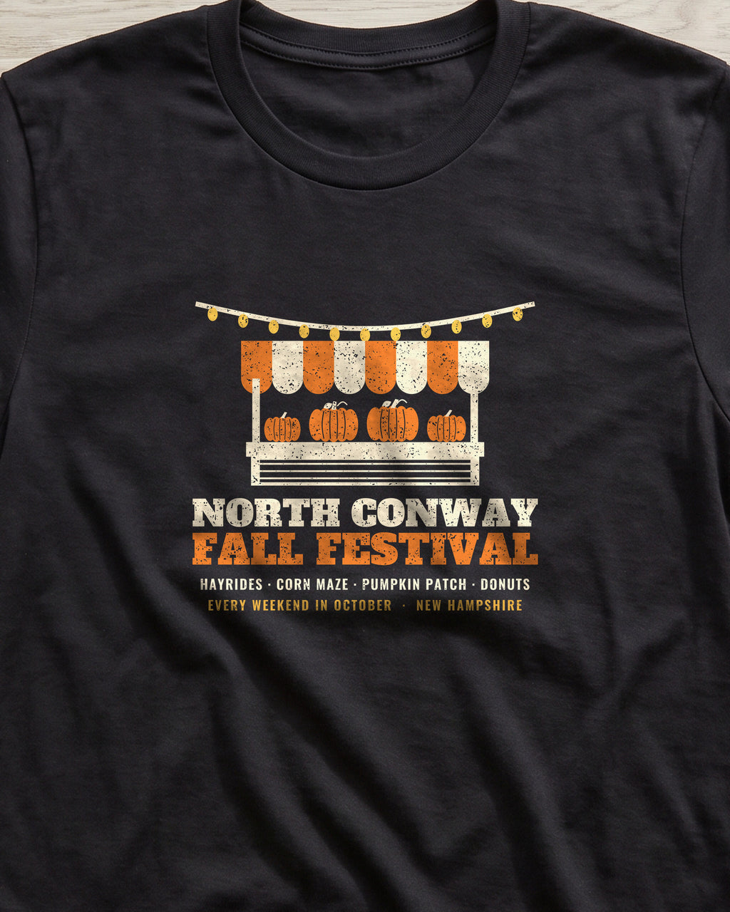 North Conway New Hampshire Fall Festival Farm Stand T-Shirt (close-up)