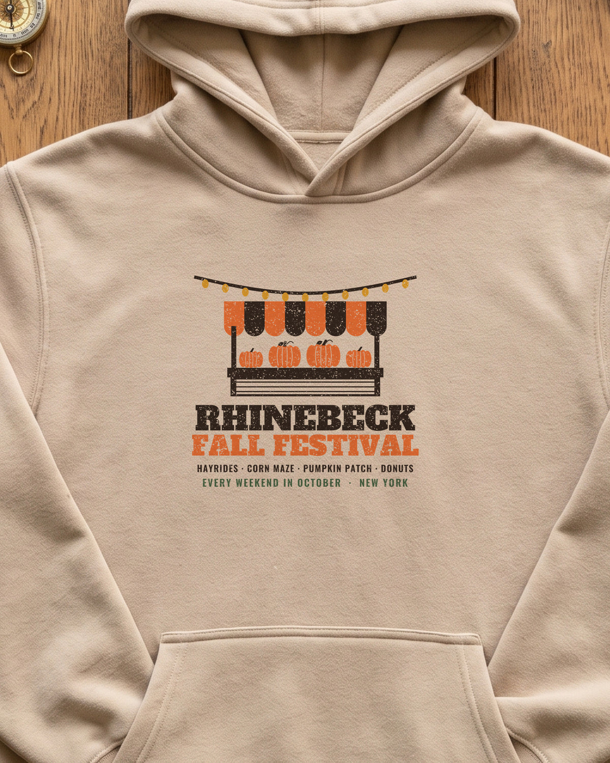 Rhinebeck New York Fall Festival Farm Stand Hoodie (close-up)