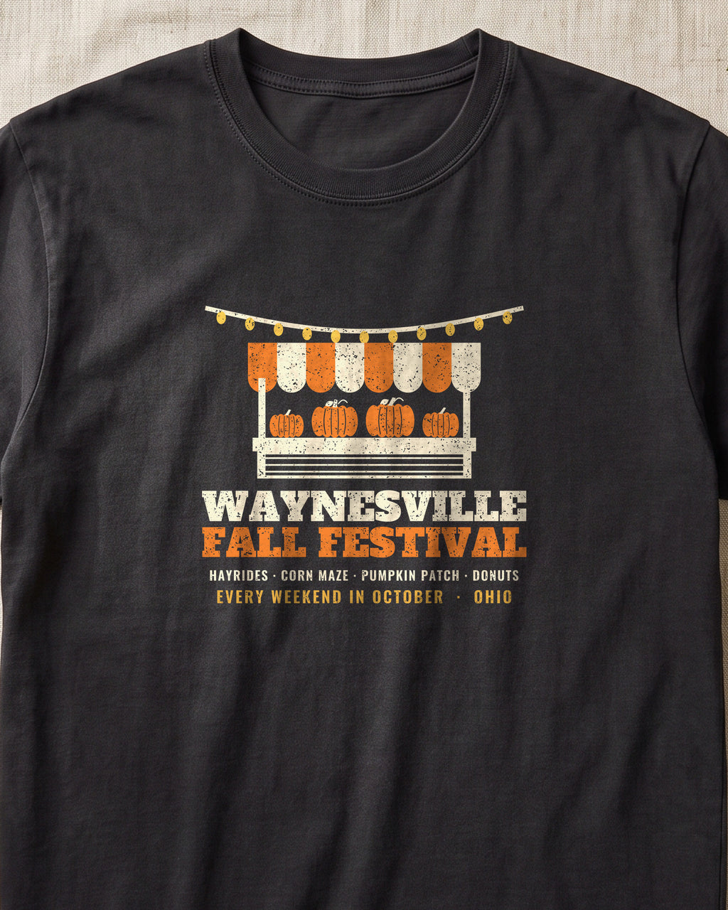 Waynesville Ohio Fall Festival Farm Stand T-Shirt (close-up)