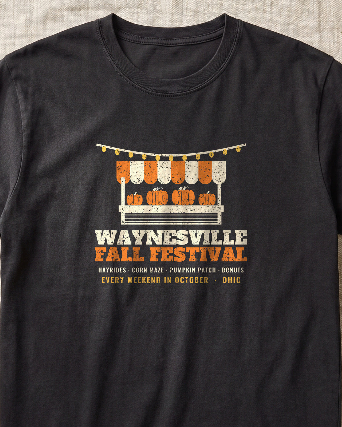 Waynesville Ohio Fall Festival Farm Stand T-Shirt (close-up)