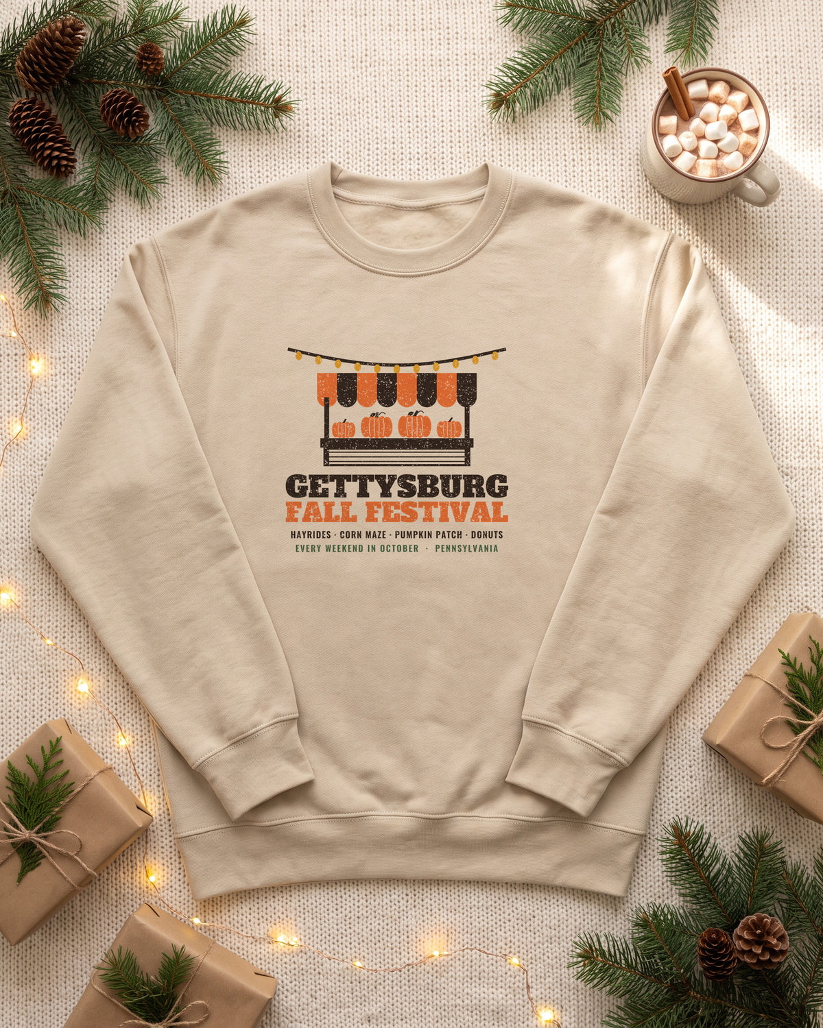 Gettysburg Pennsylvania Fall Festival Farm Stand Crewneck Sweatshirt (photo)