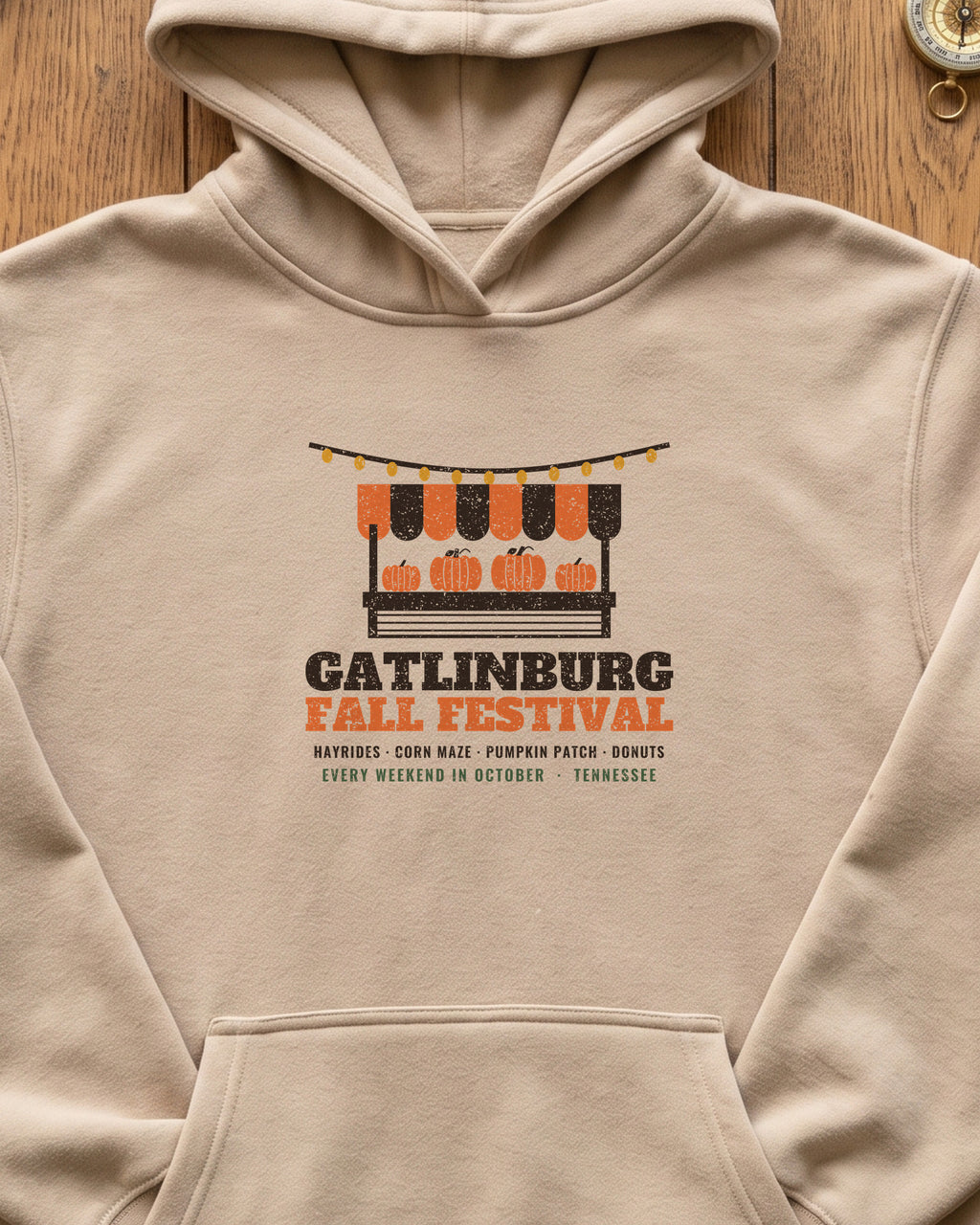 Gatlinburg Tennessee Fall Festival Farm Stand Hoodie (close-up)