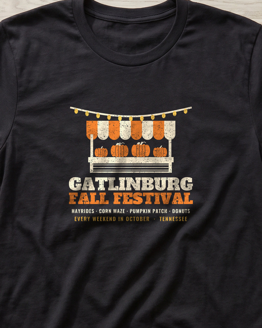 Gatlinburg Tennessee Fall Festival Farm Stand T-Shirt (close-up)