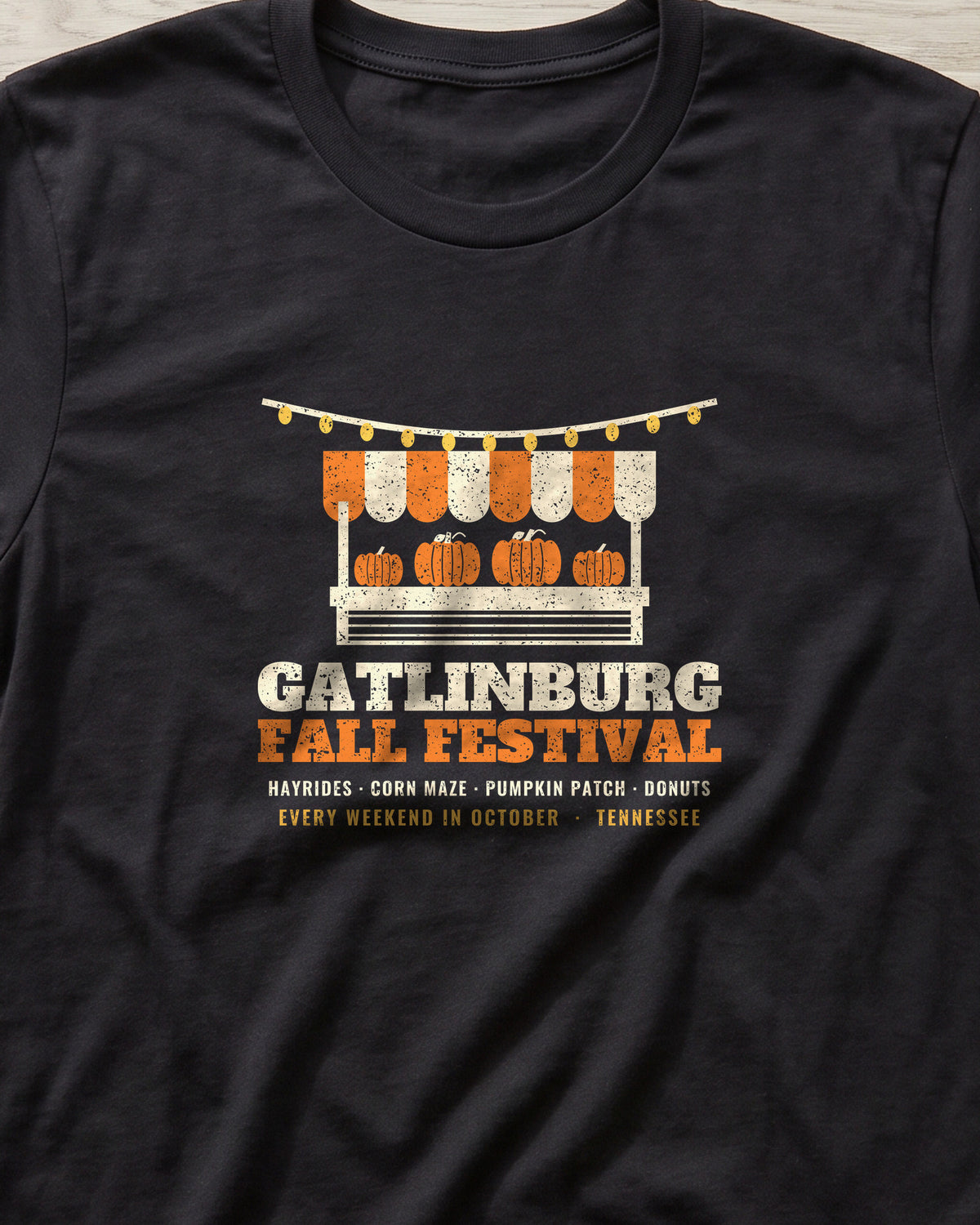 Gatlinburg Tennessee Fall Festival Farm Stand T-Shirt (close-up)