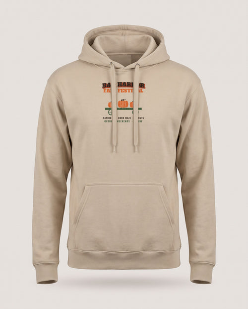 Bar Harbor Maine Fall Festival Hay Wagon Hoodie — Sand (mockup)
