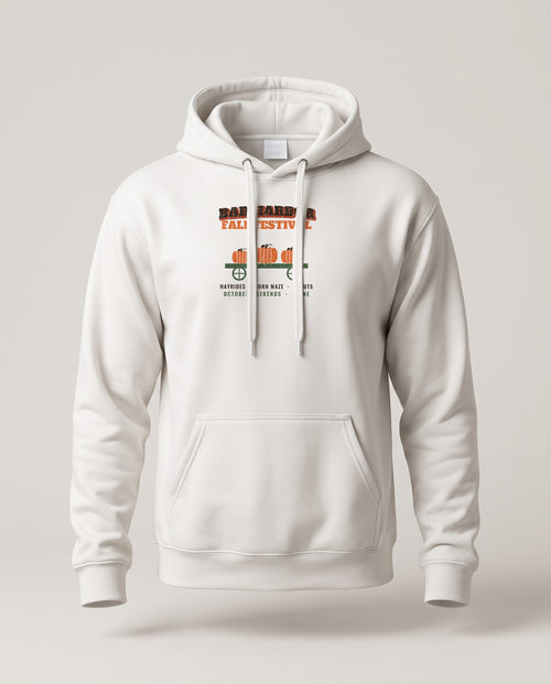 Bar Harbor Maine Fall Festival Hay Wagon Hoodie — White (mockup)