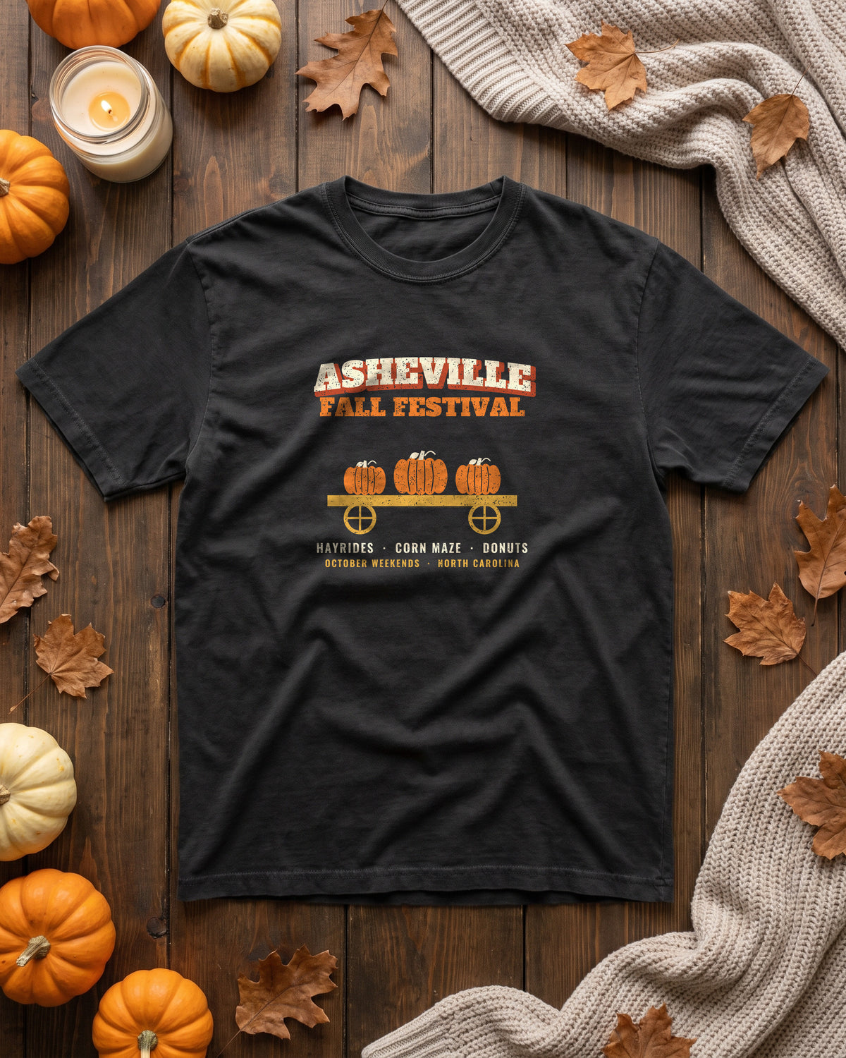 Asheville North Carolina Fall Festival Hay Wagon T-Shirt (photo)