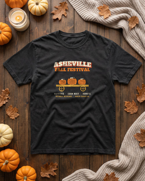 Asheville North Carolina Fall Festival Hay Wagon T-Shirt (photo)