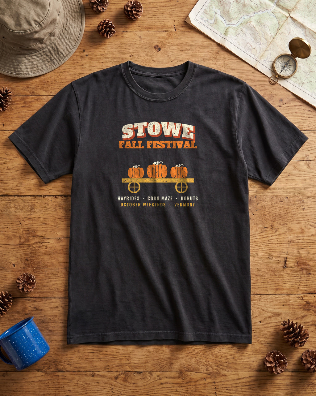 Stowe Vermont Fall Festival Hay Wagon T-Shirt (photo)