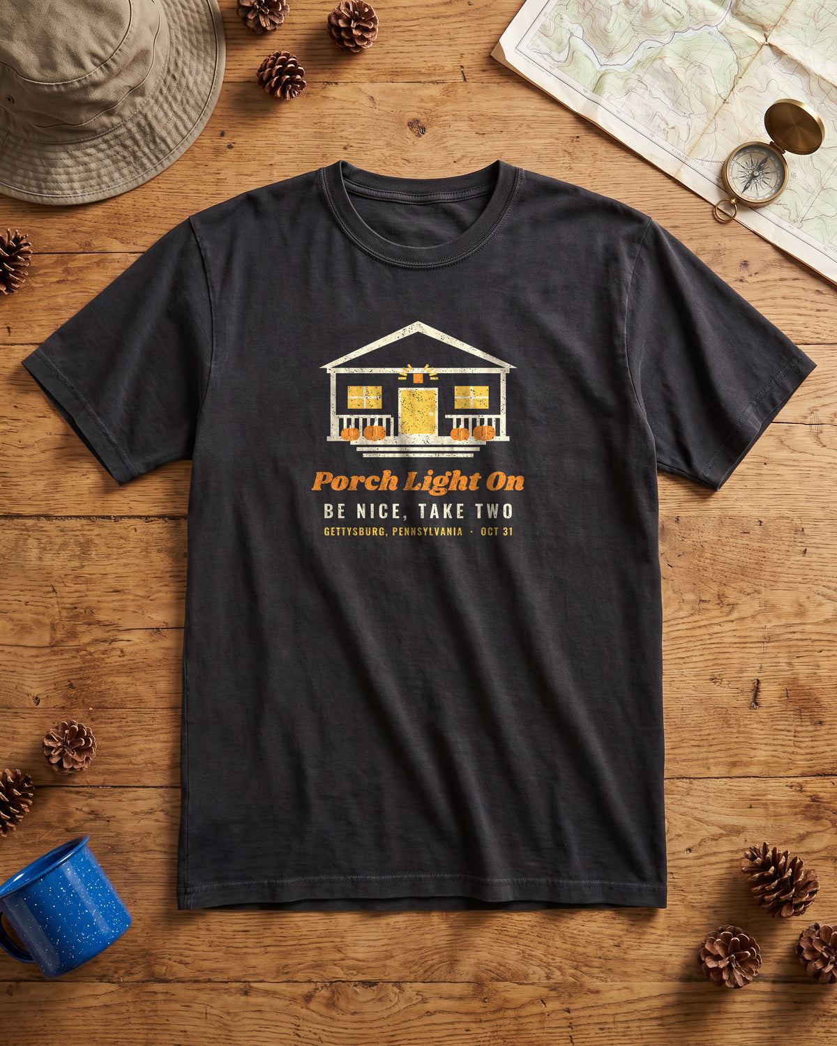 Porch Light On Gettysburg Pennsylvania Trick or Treat T-Shirt (photo)