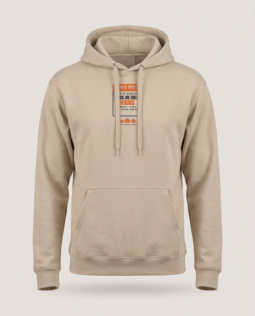 Asheville North Carolina Trick-or-Treat Hours Notice Hoodie — Sand (mockup)