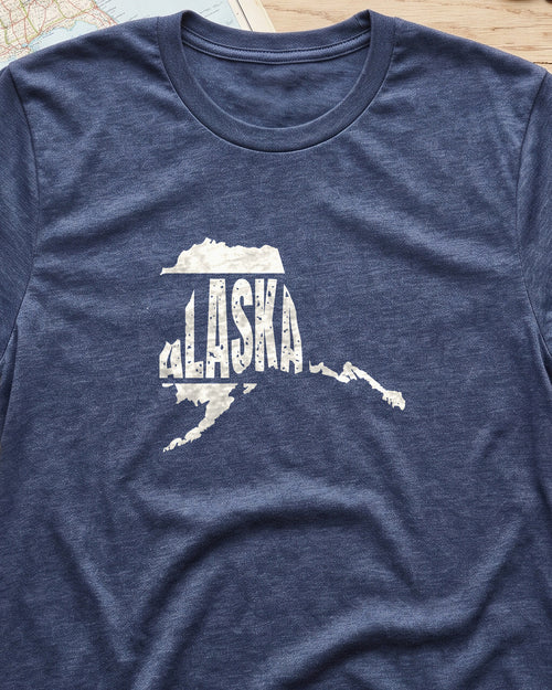 Alaska Vintage Letters Map T-Shirt (close-up)