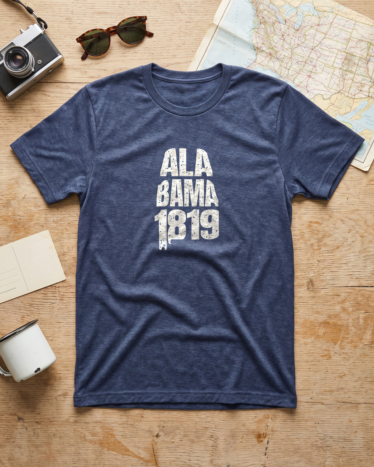 Alabama Vintage Letters Map T-Shirt (photo)