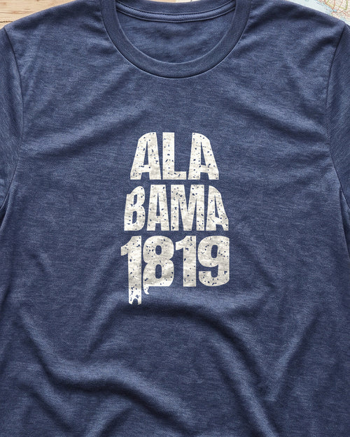 Alabama Vintage Letters Map T-Shirt (close-up)