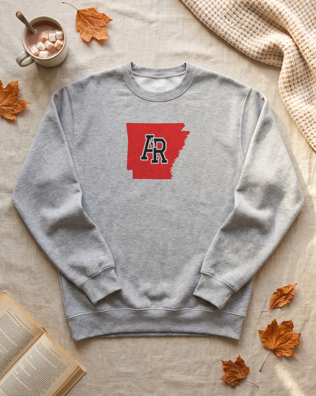 Arkansas Varsity Monogram Map Crewneck Sweatshirt (photo)