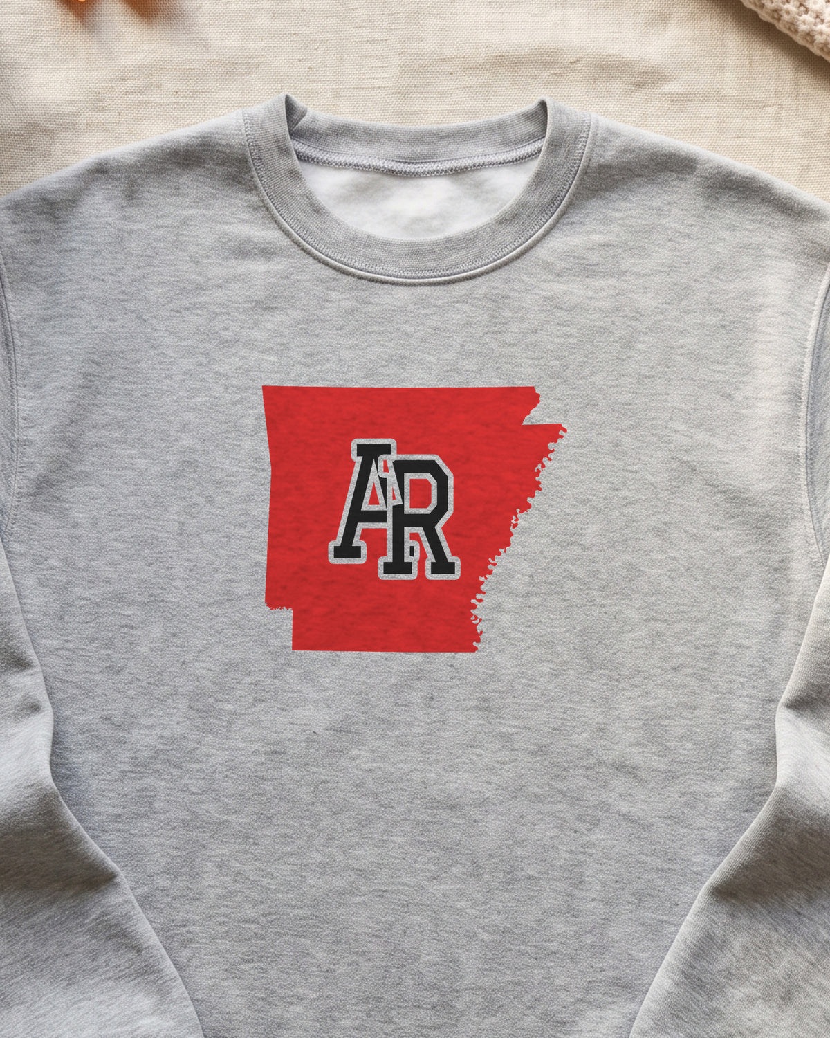 Arkansas Varsity Monogram Map Crewneck Sweatshirt (close-up)