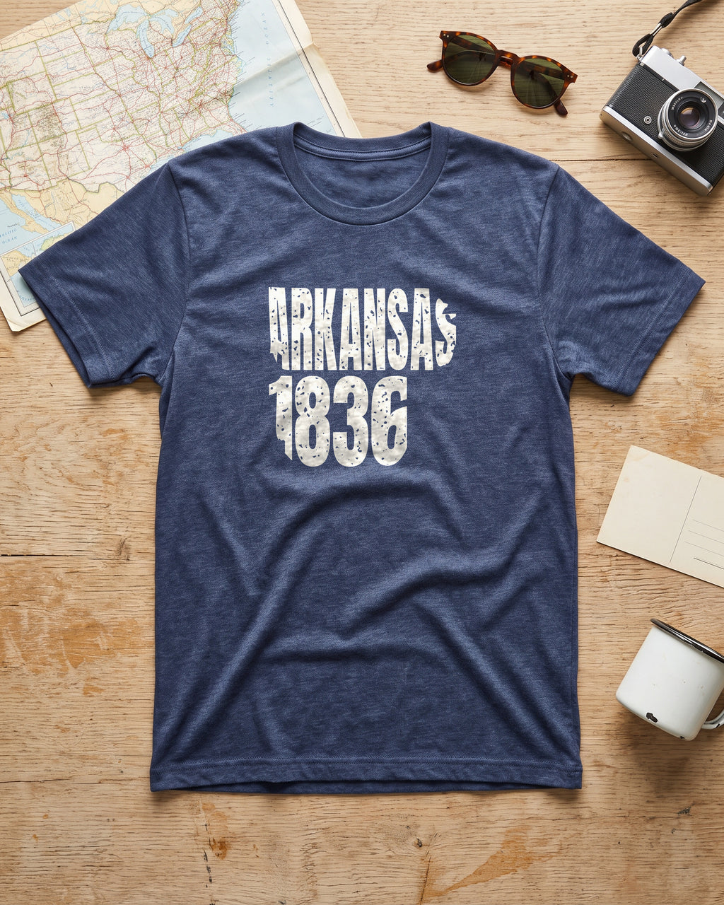 Arkansas Vintage Letters Map T-Shirt (photo)