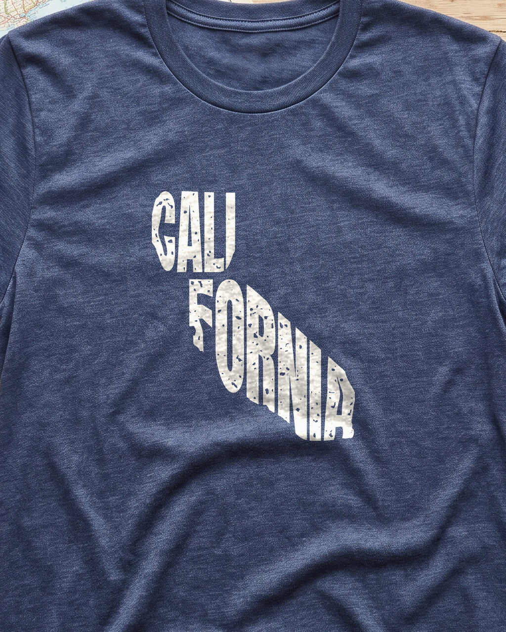 California Vintage Letters Map T-Shirt (close-up)