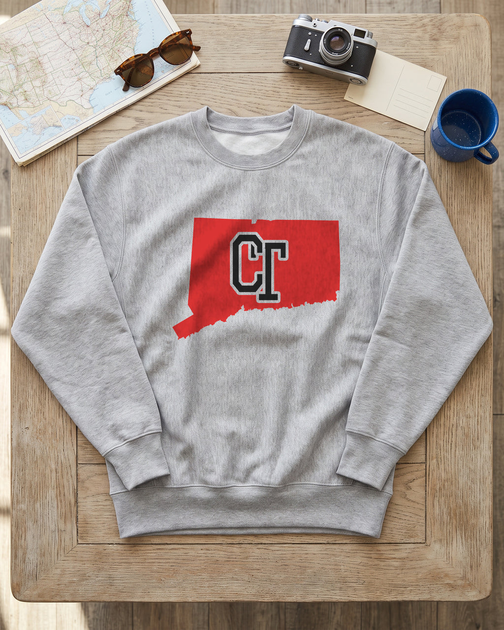 Connecticut Varsity Monogram Map Crewneck Sweatshirt (photo)
