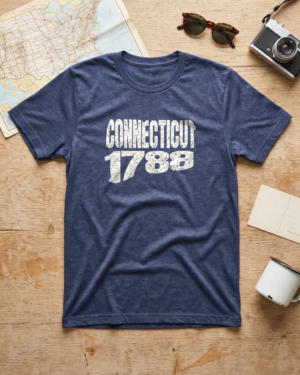 Connecticut Vintage Letters Map T-Shirt (photo)