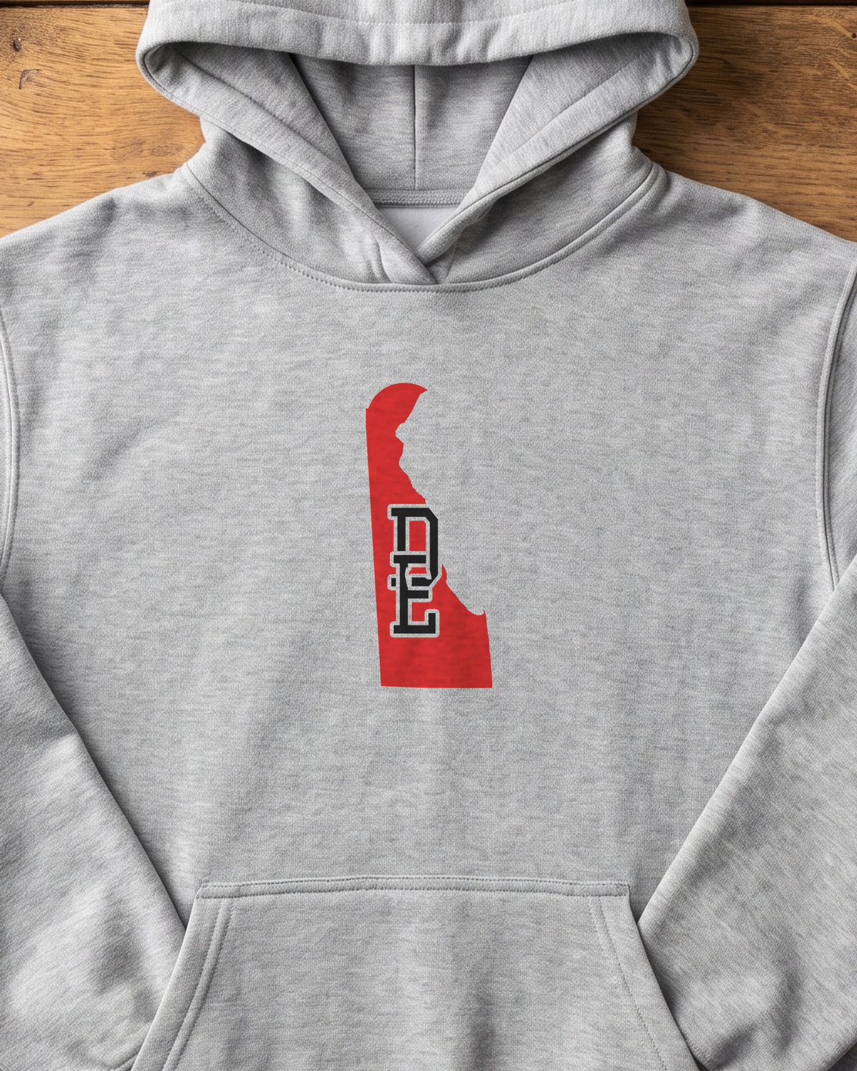 Delaware Varsity Monogram Map Hoodie (close-up)