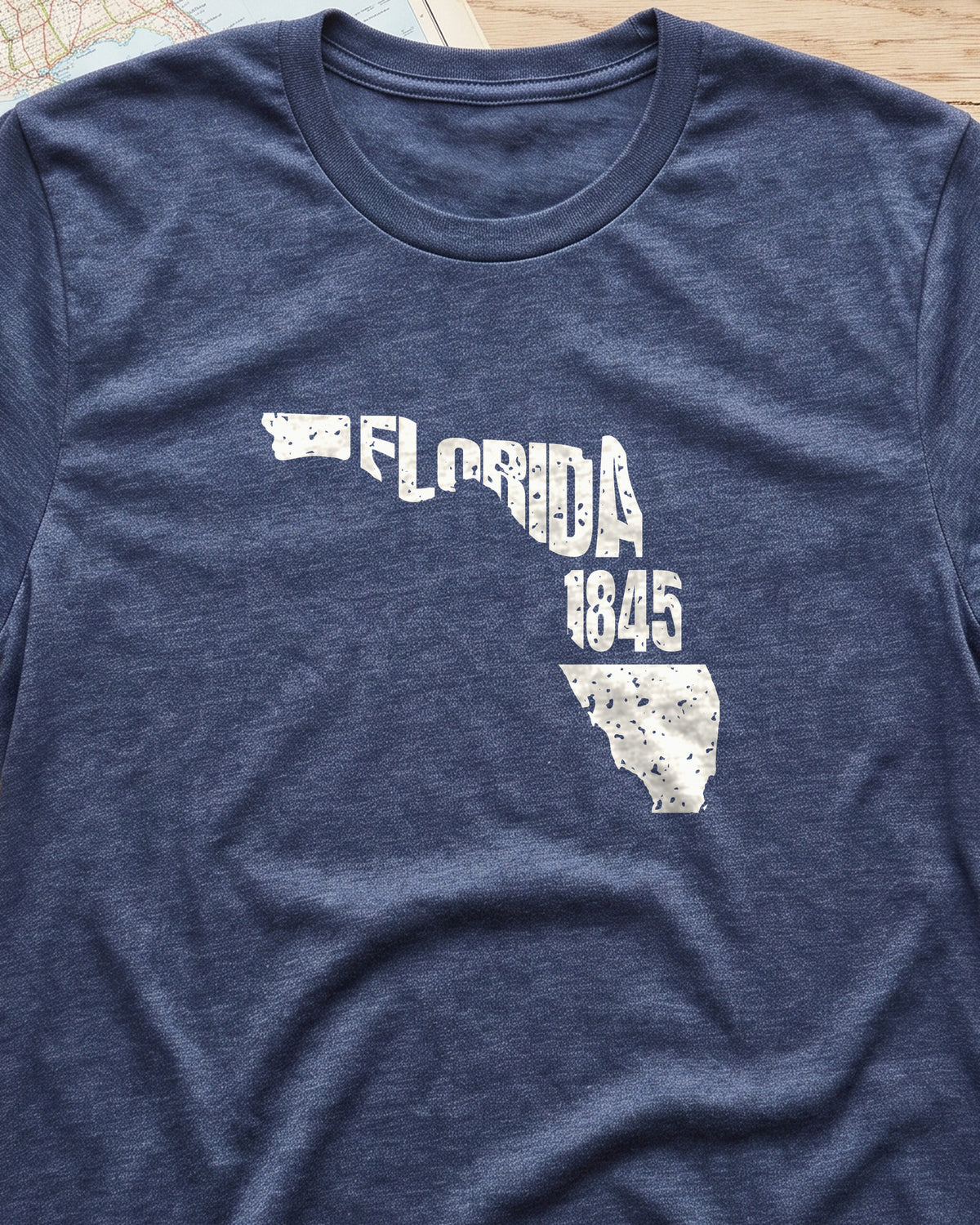 Florida Vintage Letters Map T-Shirt (close-up)